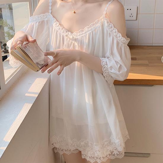 Кружевные пижамы в стиле Pure Desire для женщин, летние простые сетчатые пижамы на бретельках, домашняя меховая пижама в стиле ретро в стиле принцессы