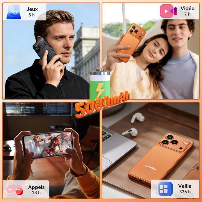 Восстановленный - Смартфон BLACKVIEW WAVE 7C 6.56" 16 ГБ(4+12) + 64 ГБ / до 2 ТБ 5000 мАч Android 16 32 МП Мобильный телефон 4G Две SIM-карты GPS Оранжевый