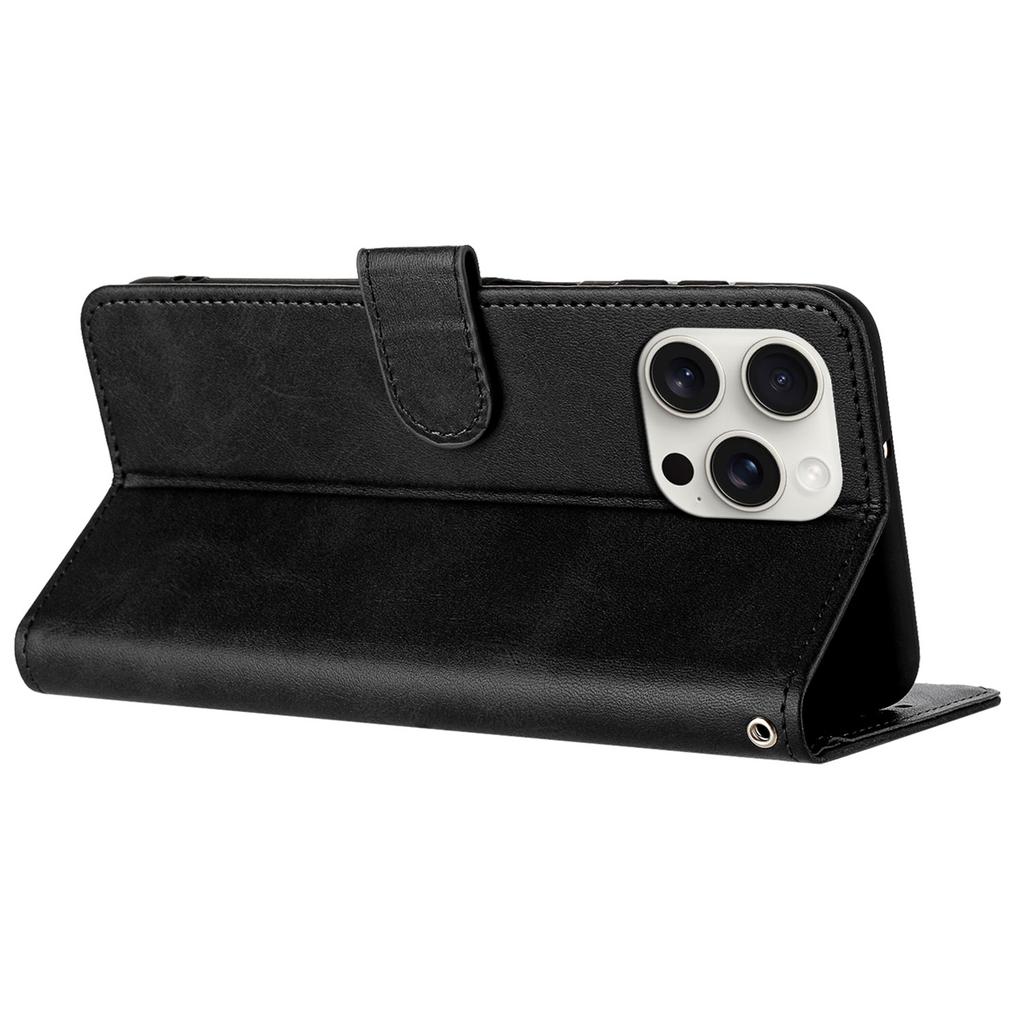 For iPhone 16 Pro Case 3 Card Holder Flip Folio PU Leather Phone Cover