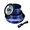 Pearl Metal Stack Plus Blue Diamond Coat IH Compatible Cookware 5 Piece Set B Navy HB-5630