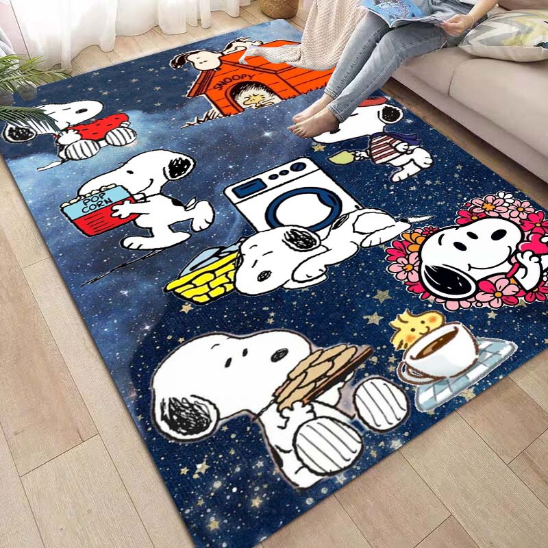 Non-slip area rug for living room with Snoopy cartoon design, soft rug for bedroom, children's playroom, sofa, home decor, doorm
