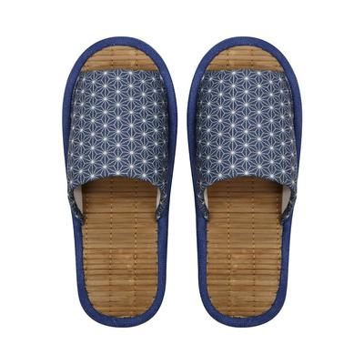 Летние тапочки FASPROJECT с бамбуковой стелькой и узором из листьев конопли, для дома, японские, прохладные, мужские (Размер L/Синий), Строчка, Обувь, Узор,
