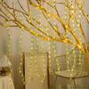 2 M 20 LEDS Always On Battery Box Willow Curtain Lamp Decorative Light String Imitation Leaf Wrought Iron Basket Copper Wire