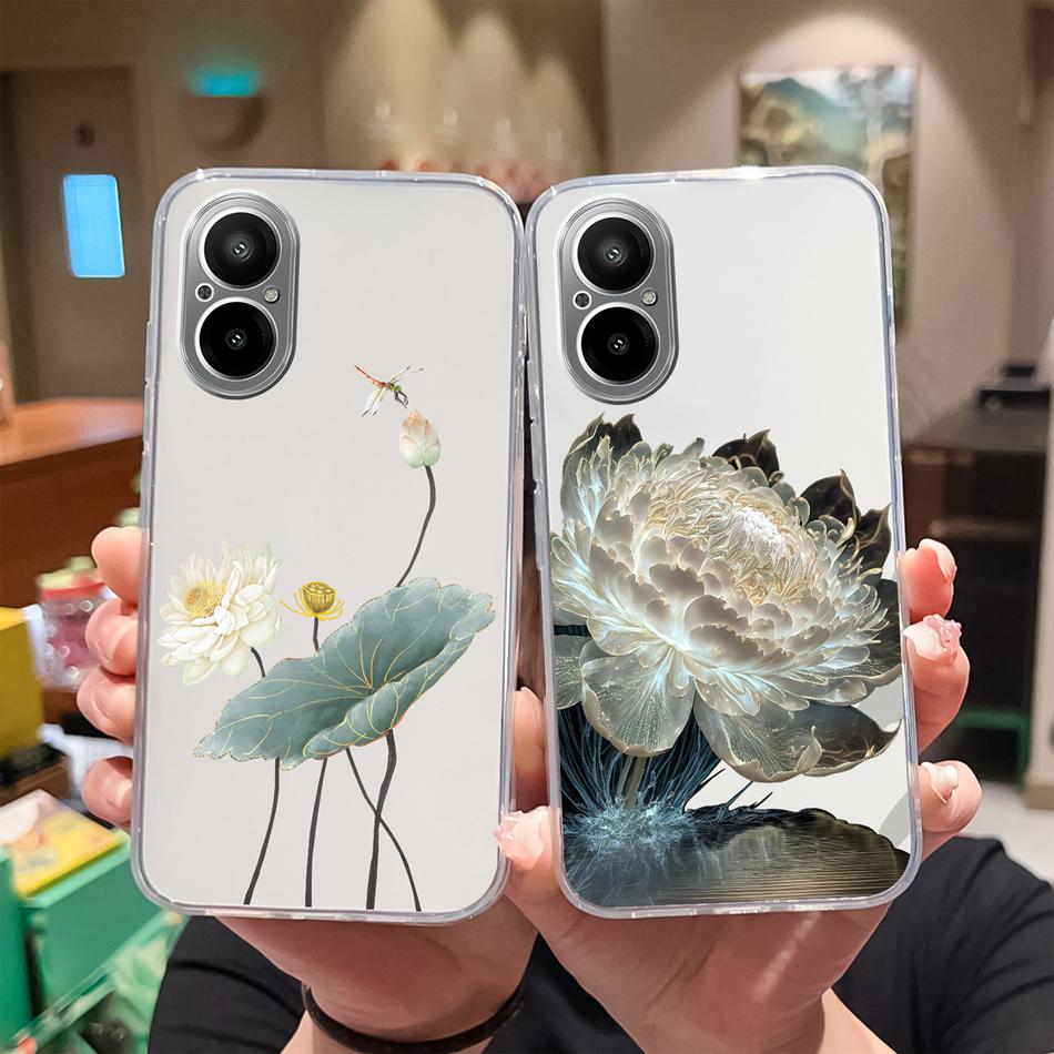 For Realme C67 4G Phone Case Painted Flowers Soft Clear TPU Silicone Funda For Realme C 67 RMX3890 Back Cover Protective Bumper