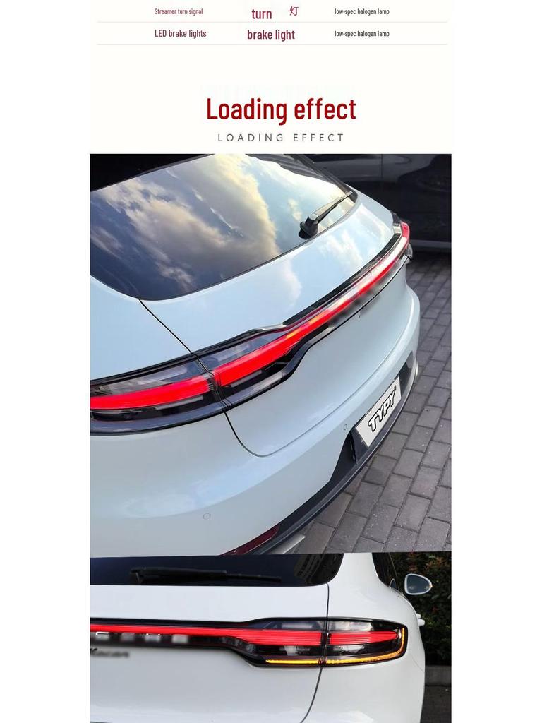 LED Through-Type Taillight Assembly with Flowing Turn Signal for 2014-2017 Porsche Macan.