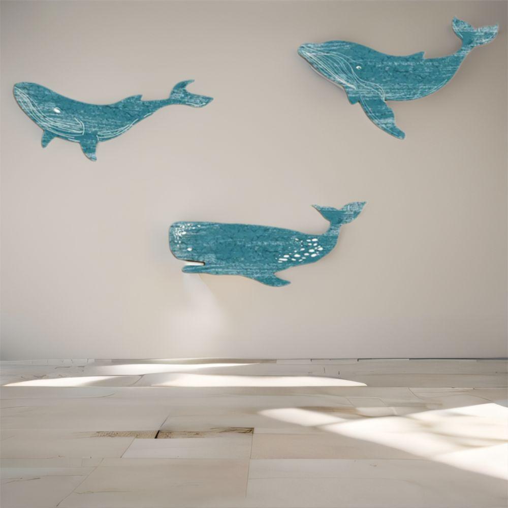 Wooden Whale Shark Wall Ornament Retro Ocean Animal Decoration Whale Signs Pendant  Cafe Bar
