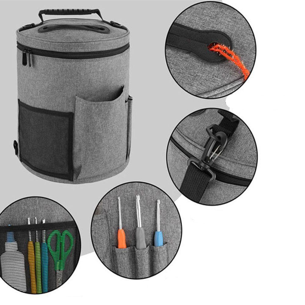 Круглая сумка для вязания крючком из пряжи своими руками, большая вместимость, органайзер для спиц, домашнее хранение