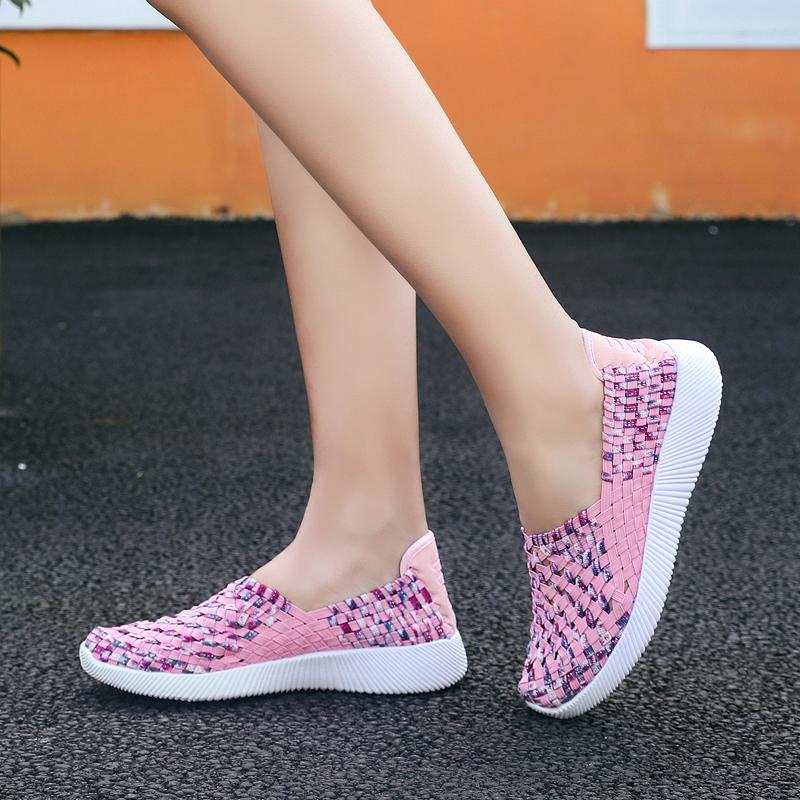 Summer Women Sneakers Plus Size Flats Loafers Soft Beach Walking Sports Shoes Lightweight Slip On