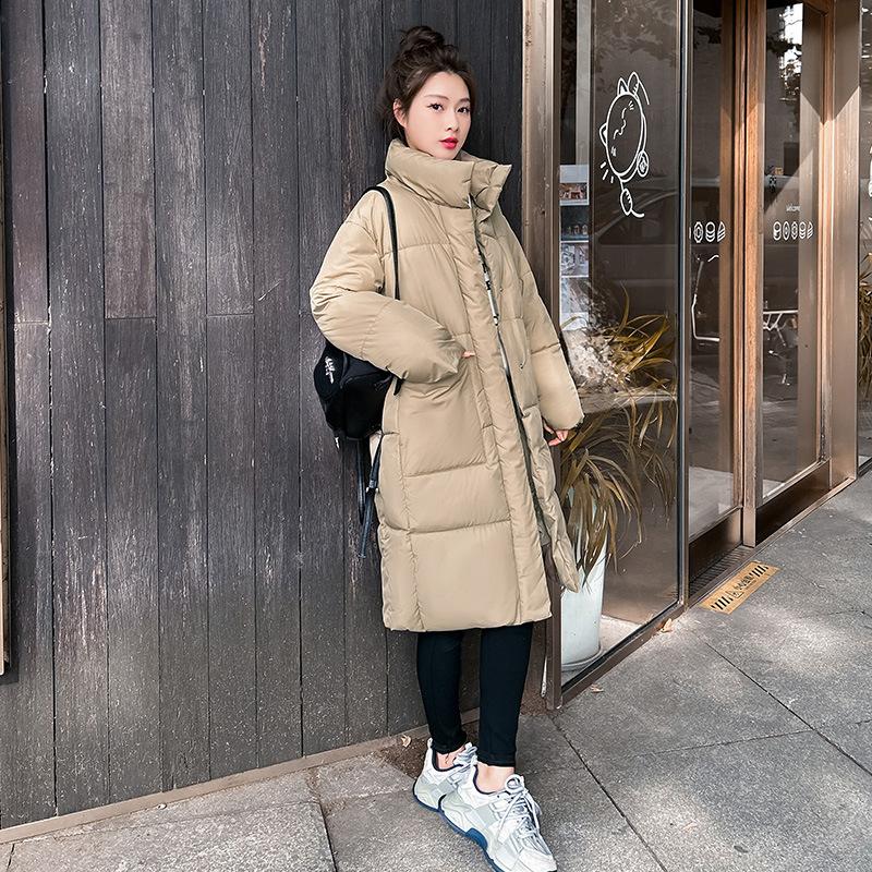 Зимняя новая одежда из хлопка средней длины с воротником-стойкой выше колена женская корейская версия