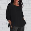 Women's Fashion Seven-Quarter Sleeve Round Neck Solid Color Loose Casual Shirt Tops