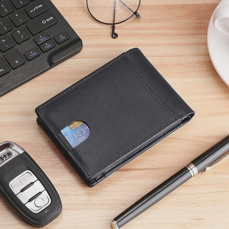 Men's Genuine Leather RFID Anti-Theft AirTag Wallet