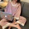Women's Cute Princess Style Long Sleeve Pajamas Set - Sweet Bowknot Design, Plus Size, Loose Fit Home Wear for Spring, Autumn, and Winter