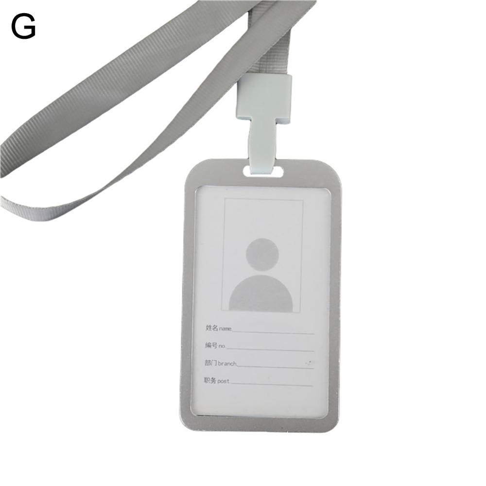 Company Factory Work ID Card Holder Metal Aluminum Alloy Vertical Name ID Card Badge Holder With Neck Straps Lanyard