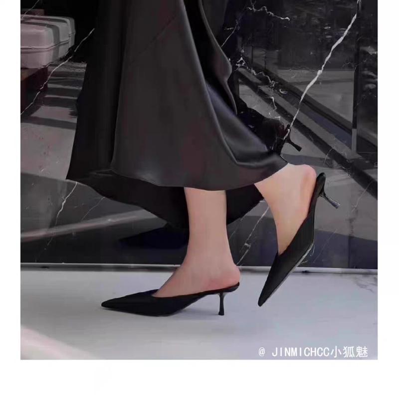 Женские роскошные модные однотонные босоножки большого бренда, летние, новые, с острым носком, на шпильке, удобные женские тапочки