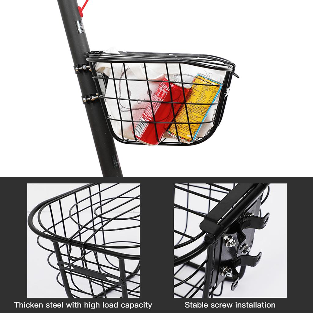 Корзина для электровелосипеда Держатель передней корзины для самоката Устойчивая к ржавчине стальная велосипедная корзина Замена передней корзины для велосипеда для