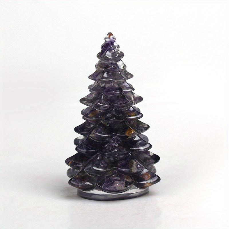1Pc Natural Stone Crystal Resin Christmas Tree For Home Decor, Bring Good Luck, Healing, And Energy Balance