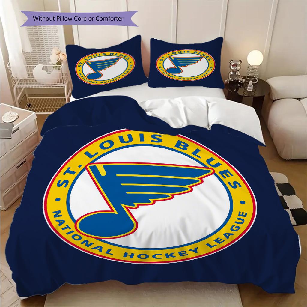 St. Louis Blues Pattern Bedding Quilt Set Quilt Cover Pillowcase Home Decoration Birthday Gift (1 * duvet cover + 2 * pillowcase, without core)