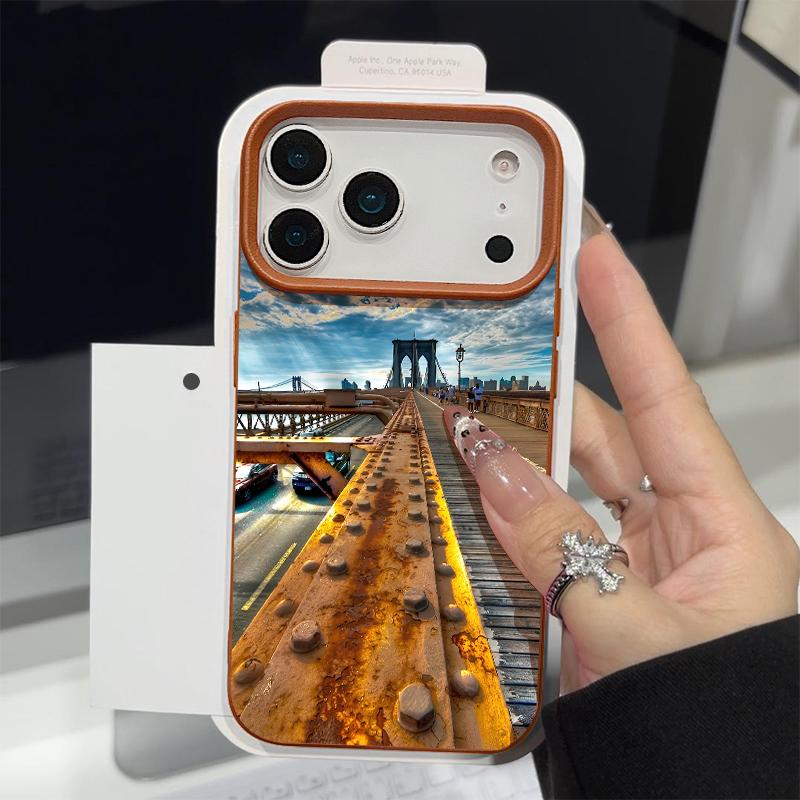Чехол с принтом «Горные волны» для iPhone 17 18 Pro Max Силиконовая крышка с текстурой кожи для iPhone 16 15 14 13 Pro Max 16E 17E