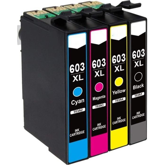 Совместимые картриджи с чернилами Epson 603 XL - Набор из 4 штук - Черный, Голубой, Пурпурный, Желтый