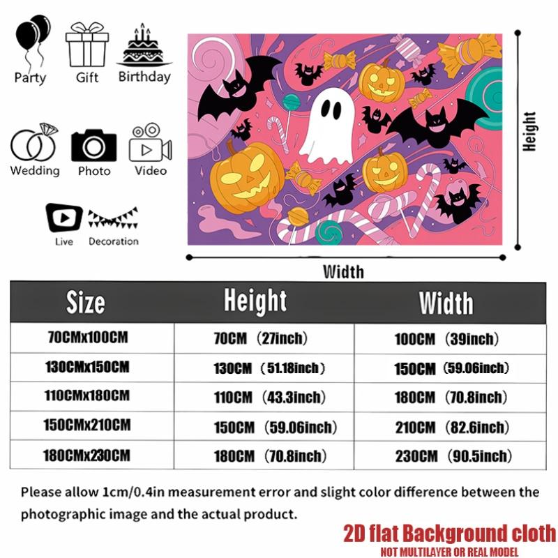 Party Backdrop Halloween Flat Pumpkins Ghosts Bats Candy Canes Photo Booth Decor Party Decor