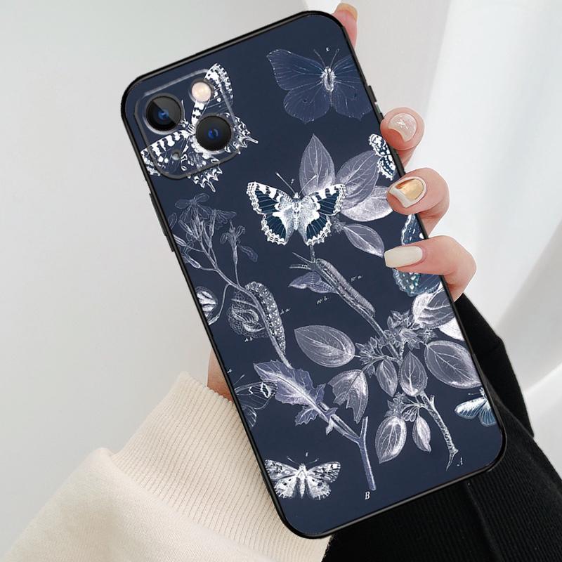 Butterfly Flower Phone Case For iPhone 17 Pro Max 15 14 13 11 12 16 Pro Max mini 15 16 Plus 16e 17 Air Cover