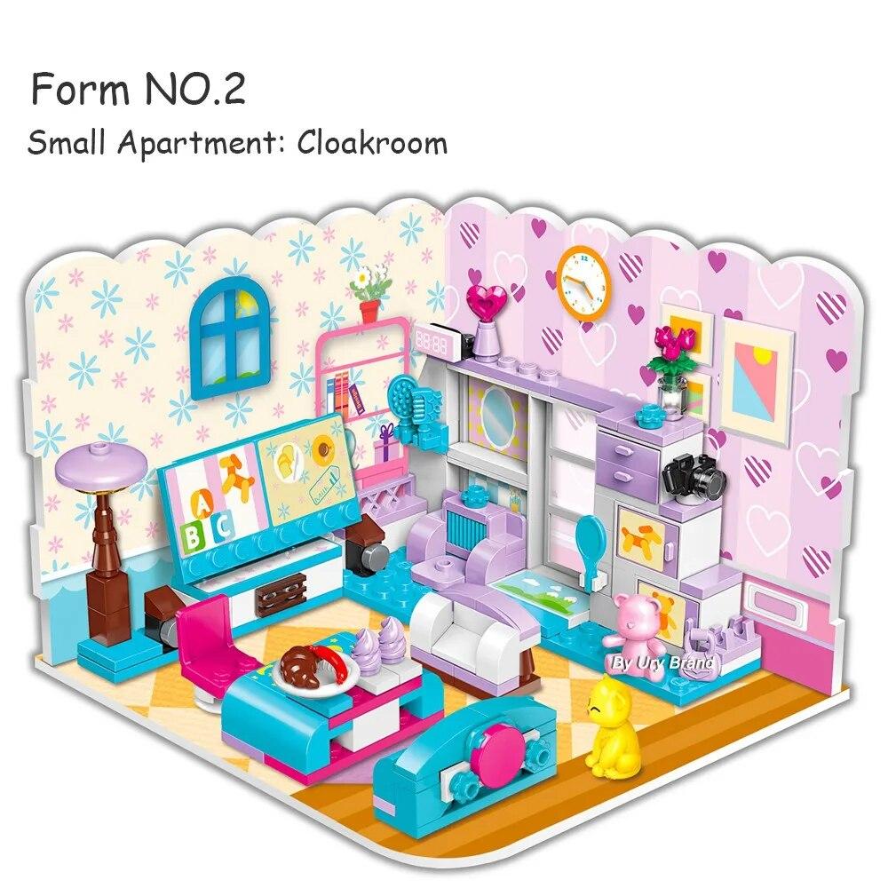 3in1 Girls Friends Morden Princess Детская площадка Дизайнерский набор Замок Дом Спальня DIY Building Block Игрушки для детей Рождественские подарки