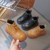 2024 Детские модные ботинки для девочек и мальчиков, зимние новые, корейские, мягкие, удобные, нескользящие, универсальные, шикарные, кожаные туфли