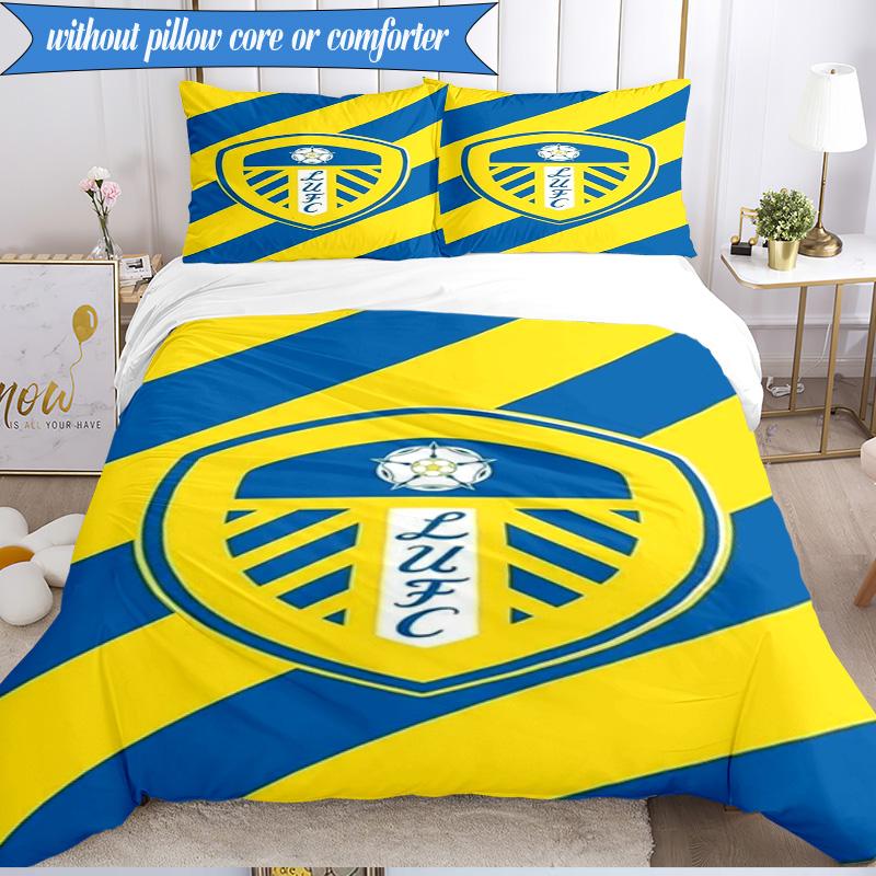 3PCS Leeds Crest Design Printed Soft Bedding Set,Including 1pc Duvet Cover And 2pcs Pillowcases Perfect for Bedroom, Dormitory, Fan gift