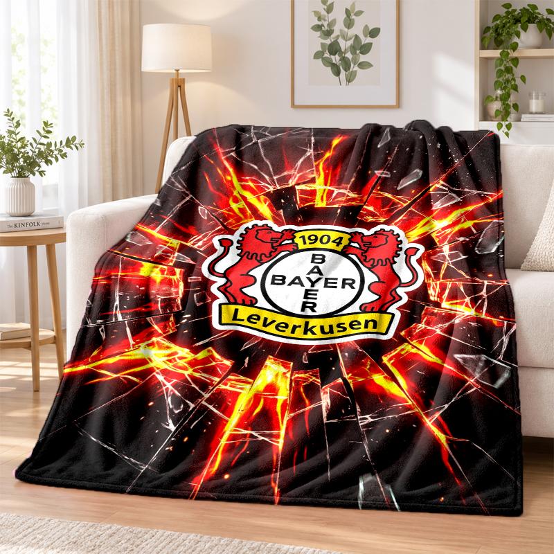 Bayer Leverkusen Football Printed Flannel Blanket Warm Comfort Bed Throw For Indoor Home Decoration