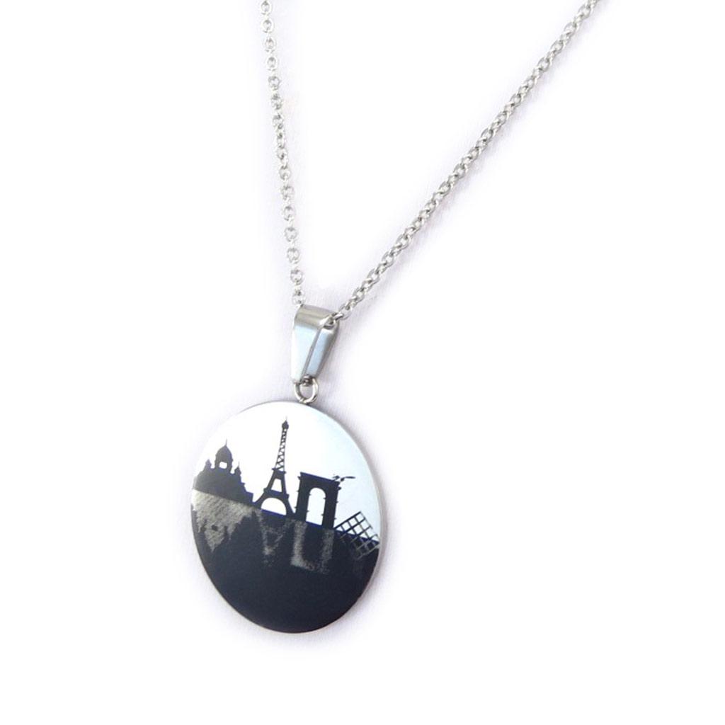 Les Trésors De Lily [K2424] - Collier acier 'Paris'