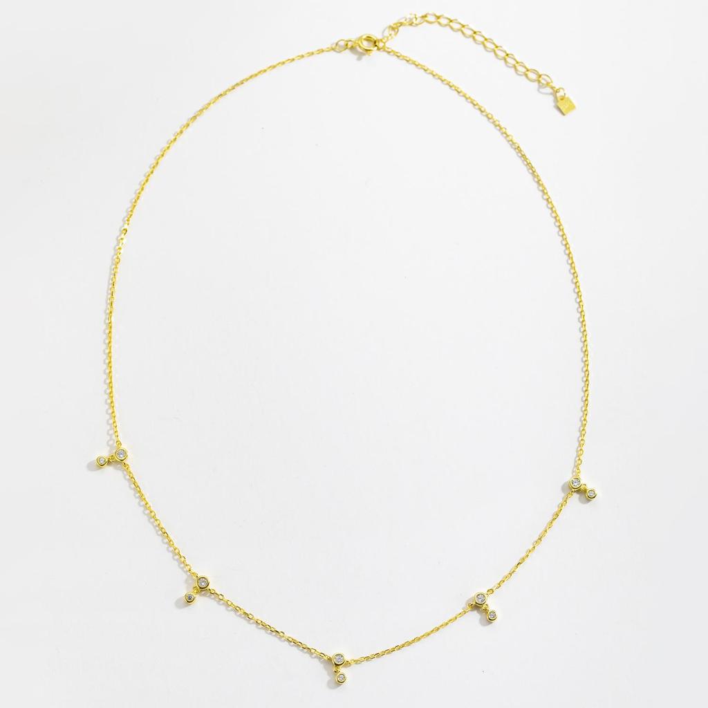 ANDYWEN 925 Sterling Silver Gold Zircon Charm CZ Choker Long Chain Necklace 2023 Women Classic Wedding Fine Jewelry Gift