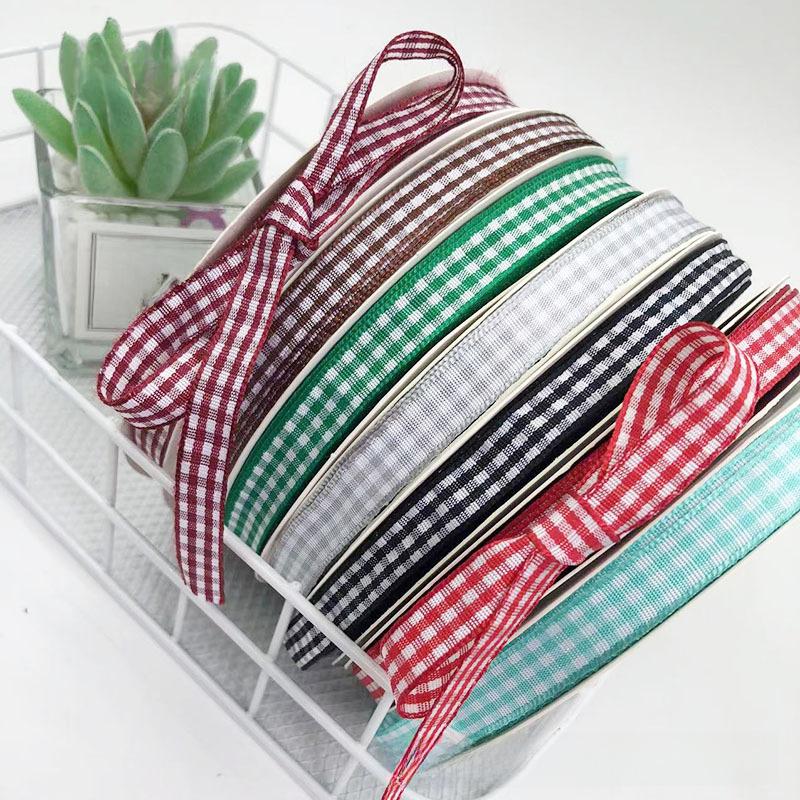 1cm Wide Plaid Ribbon for Cake Packaging, Flower Bouquets, and Christmas Decorations