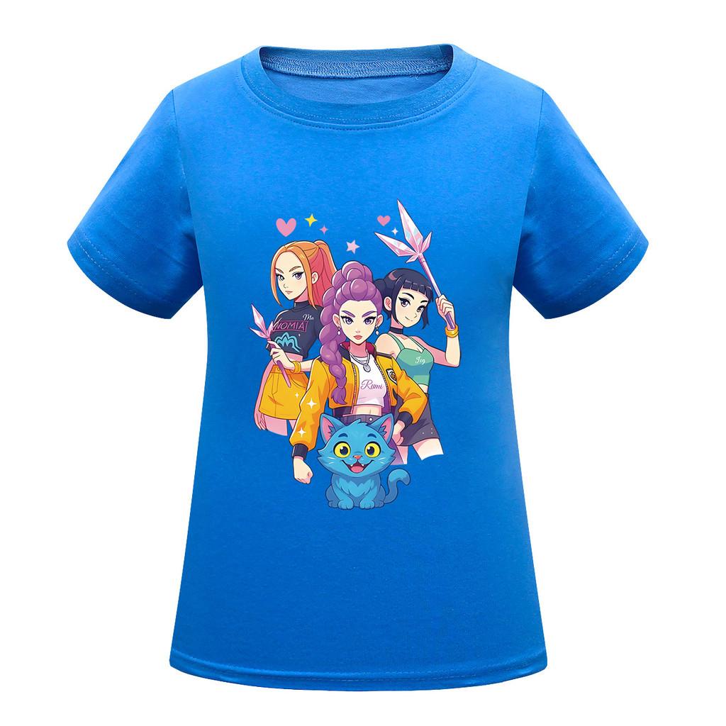 Kids Girls Anime Cartoon K-POP Rumi Zoey Mira Printed Casual Short Sleeves T-Shirt Top