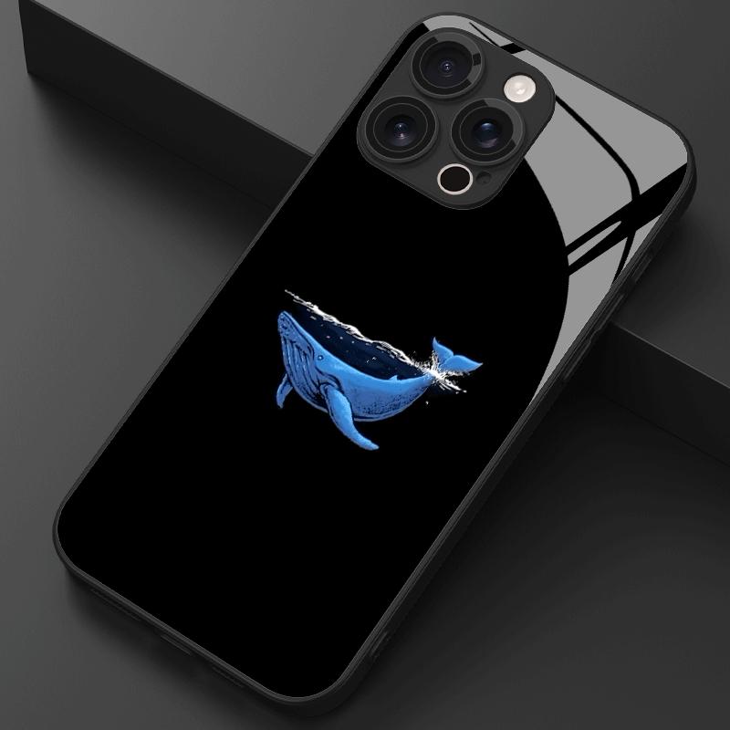 Закаленное стекло для телефона с рисунком «Тень кита» Подходит для iPhone 17 16 15 14 13 12 11 Pro/Max/Plus Защита от падений и ударов