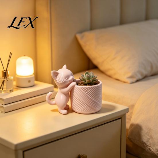 Mini Animal Flower Pot 3D Printed Cat Planter, Cute Kitty Pot, Decorative Compact Indoor Plant for Succulents Cacti, Home Office Desk Decor