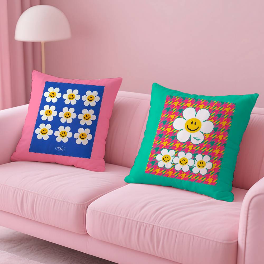 Colorful Cute W-wiggle wiggle Pillow Case Anti-dustmite Pillowcase Invisible zipper silky short plush Sofa cushion cover