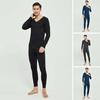 2 Pcs/Set Winter Men Thermal Underwear Set V Neck Long Sleeve Warm Thick Plush Seamless Pure Color Slim Fit Elastic Men Pajamas Set Sports Tracksuit