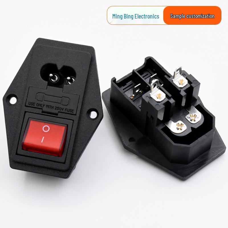 Double Insurance 8-Shape 3-in-1 AC Power Socket with Switch - Fixed Snap-in Design