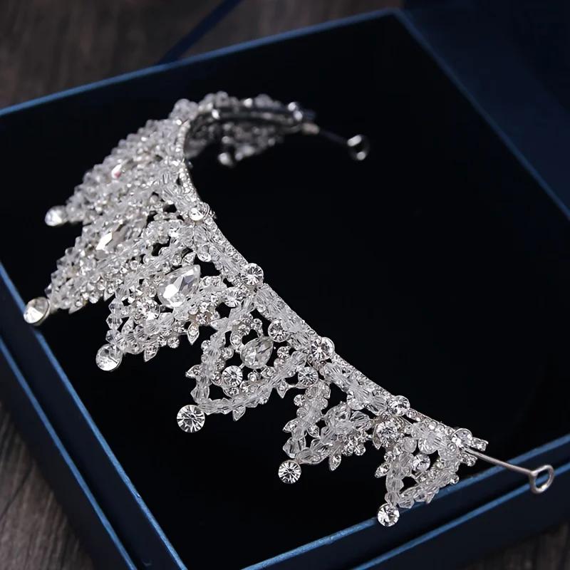 Luxury Crystal Tiaras And Crowns Rhinestone Prom Diadem Crown Tiara For Women Bridal Wedding Hair Accessories Jewelry Crown Gift
