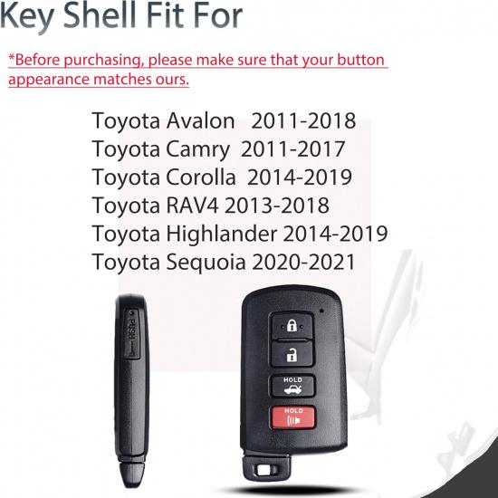 Keychain shell replacement part suitable for Toyota Avalon Camry Corolla RAV4 Highlander Sequoia 2011 2012 2013 2014 2015 2016 2017 2018 Keyless