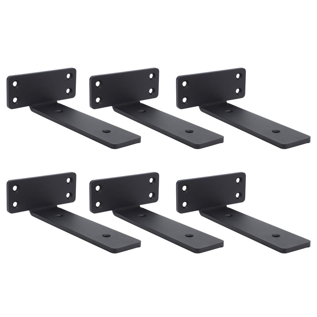 6 Pcs Shelf Bracket 6 Inch Black Matte Coating Heavy Duty Iron Wall Mounted Shelf Support Brackets F
