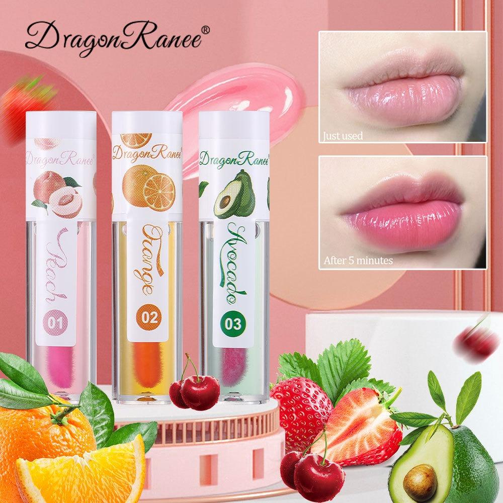 Dragon Ranee Temperature -changing Lip Oil Moisturizing, Moisturizing Lip Glaze Color Changing Lip Essence Oil Lip Fruit Strawberry Powder Lip Oil
