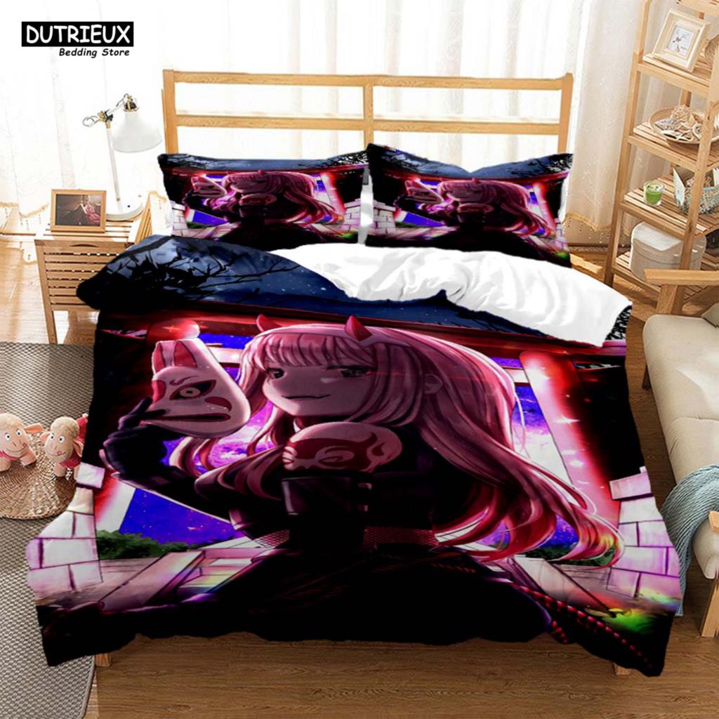 HD Anime Zero Two Darling In Franxx 3D Printed Bedding Queen Bedding Set Soft And Comfortable Customized King Size Bedding Set