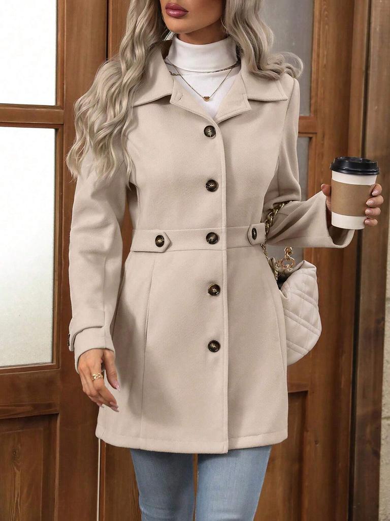 Autumn and Winter Lapel Women's Suit, Slimming and Elegant Overcoat Coat