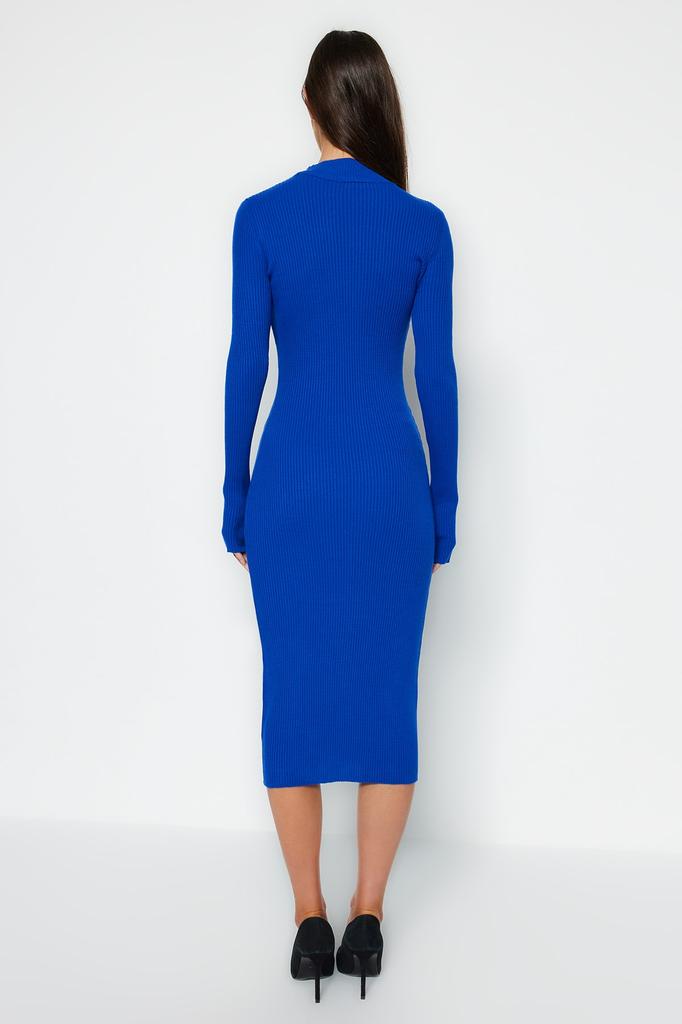 Женское платье, новый сезон, модное трикотажное платье Saks Midi с вырезом на стекле