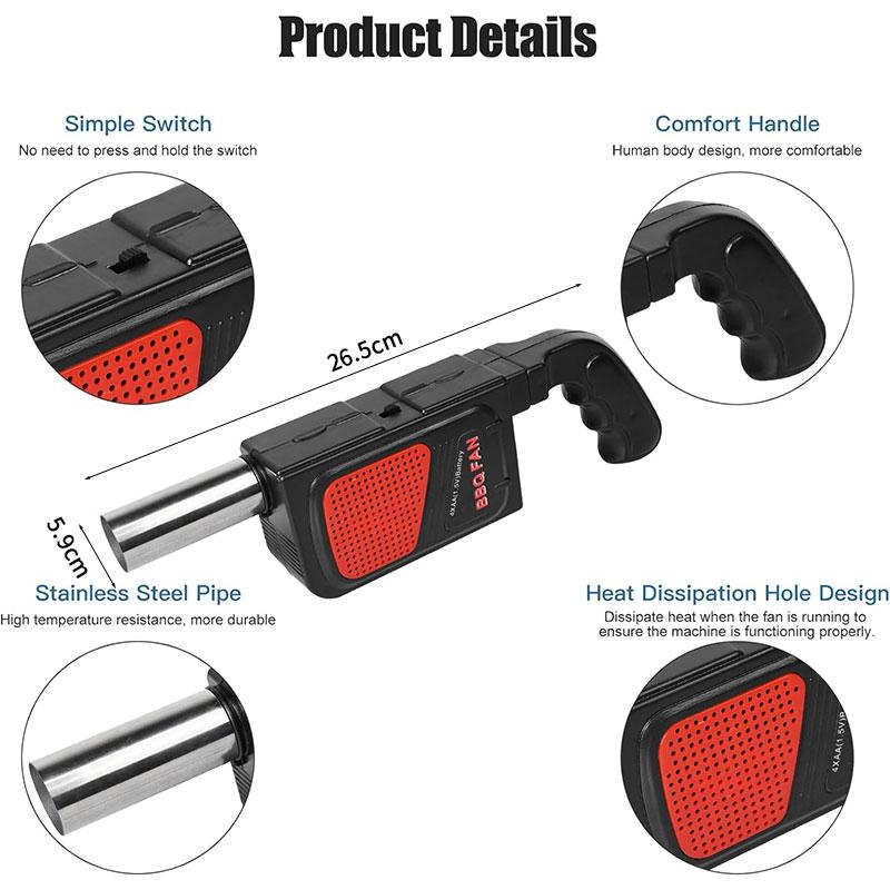 Портативный электрический вентилятор для барбекю, легкий ручной воздуходув для пикника на открытом воздухе, гриля для барбекю, камина, инструмент с удобной ручкой