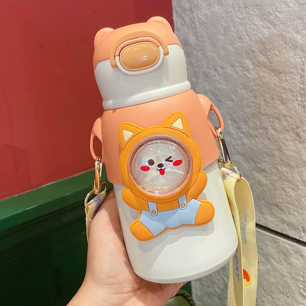 Stainless Steel Kids Vacuum Flask Keeps Cold and Heat 500ML Student Insulated Water Cup Leak Proof Portable Travel Thermal Cup
