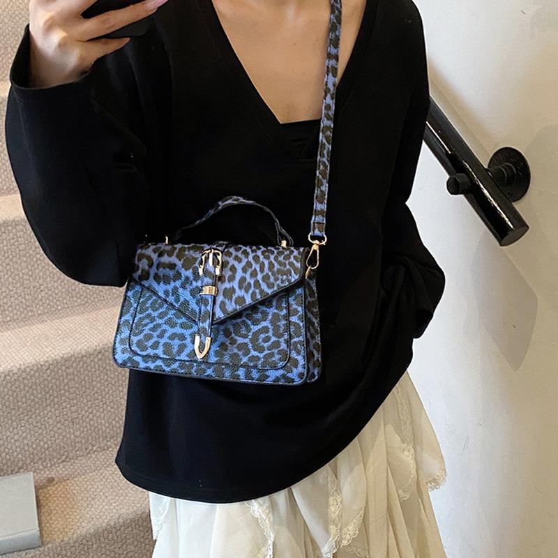 Summer New Design Y2k Leopard Print Small Flap Bag Motorcycle Style Women's PU Leather Shoulder Crossbody Bag
