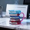 Picture Book Coffee Cup 3D Book Stacking Novel Inspired Mug 420ml Hand-Drawn Artistic Literary Mug for Book Lovers Teachers Librarians