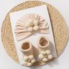 Soft Knit Newborn Hat with Socks Sweet Big Flower Infant Socks Set  Newborn Baby Gift